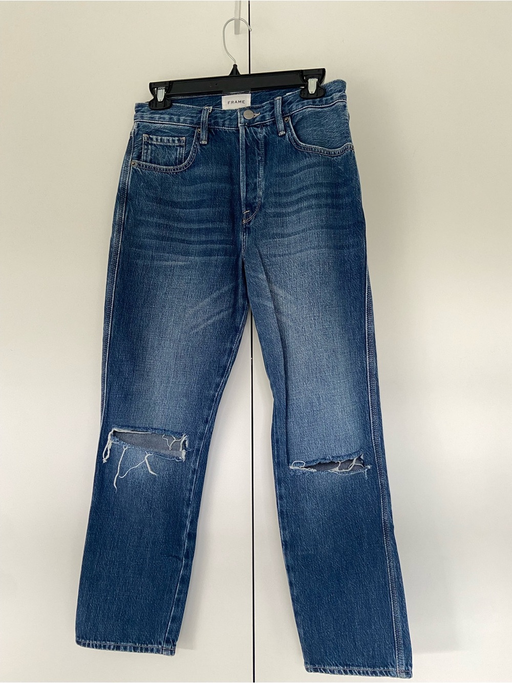 FRAME Le Original Kessler High Rise Straight Leg Ankle Jeans 27 Distressed